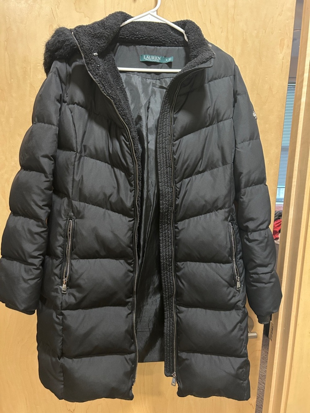 Ralph Lauren Black Quilted Sherpa-Collar Puffer Coat